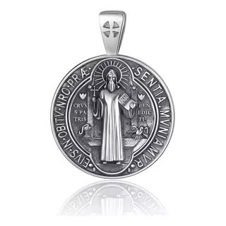 Colgante Medallon De San Benito Full Definición En Plata 950