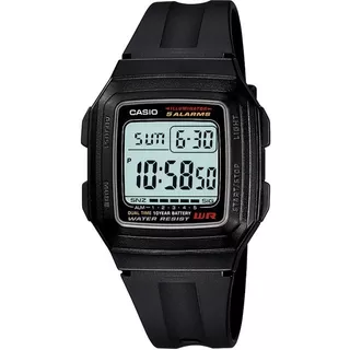 Reloj Casio F-201wa-1a Hombre Vintage Color De La Malla Negro Color Del Bisel Negro Color Del Fondo Natural