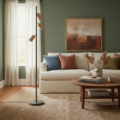 Lampara De Pie 3 Luces Gu10 Nordica Madera Dicroled Cival