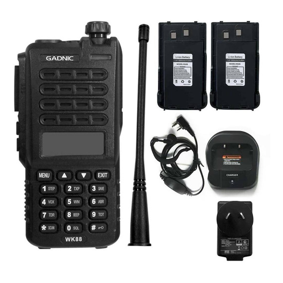 Handie Gadnic 10w Alacance Walkie Talkie 128ch Radio Pro Bandas de frecuencia Uhf Vhf Color Negro