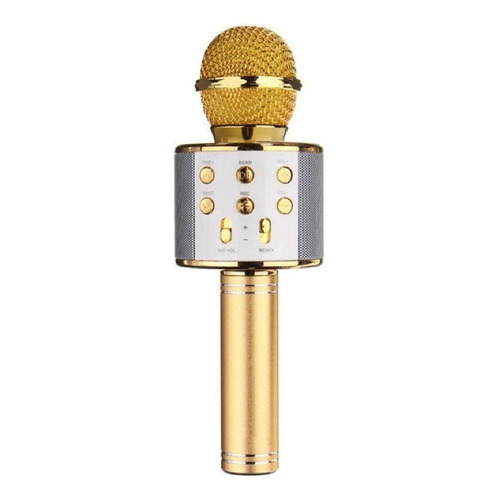 Micrófono Wsier WS-858 Dinámico Omnidireccional color oro