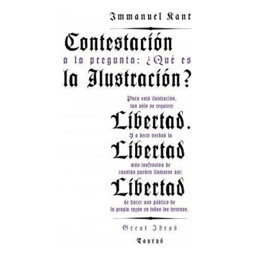 Contestacion A La Pregunta, De Immanuel Kant. Editorial Taurus En Español