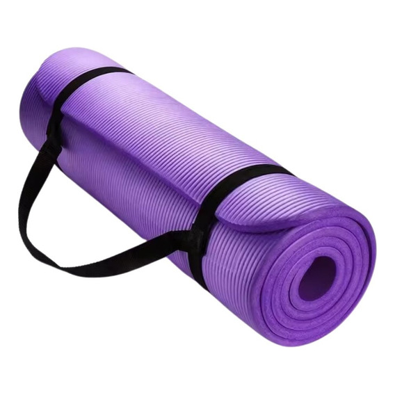 Colchoneta Mat Nbr Yoga Fitness Gimnasia Pilates Correa 10mm Color Violeta