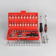 Set Caja Herramientas Juego Llave Tubo Kit 46 Pzs + Estuche Azul