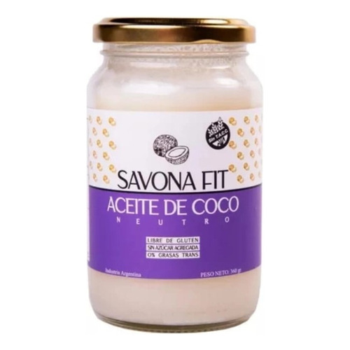 Aceite De Coco Neutro Savona Fit Sin Tacc X 360g
