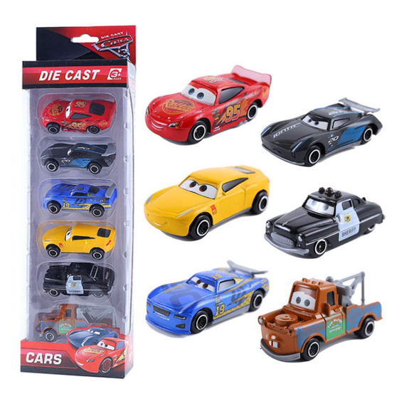 Pack 6 Carros Cars Rayo Mcqueen Fricción Metal Juguete Niños