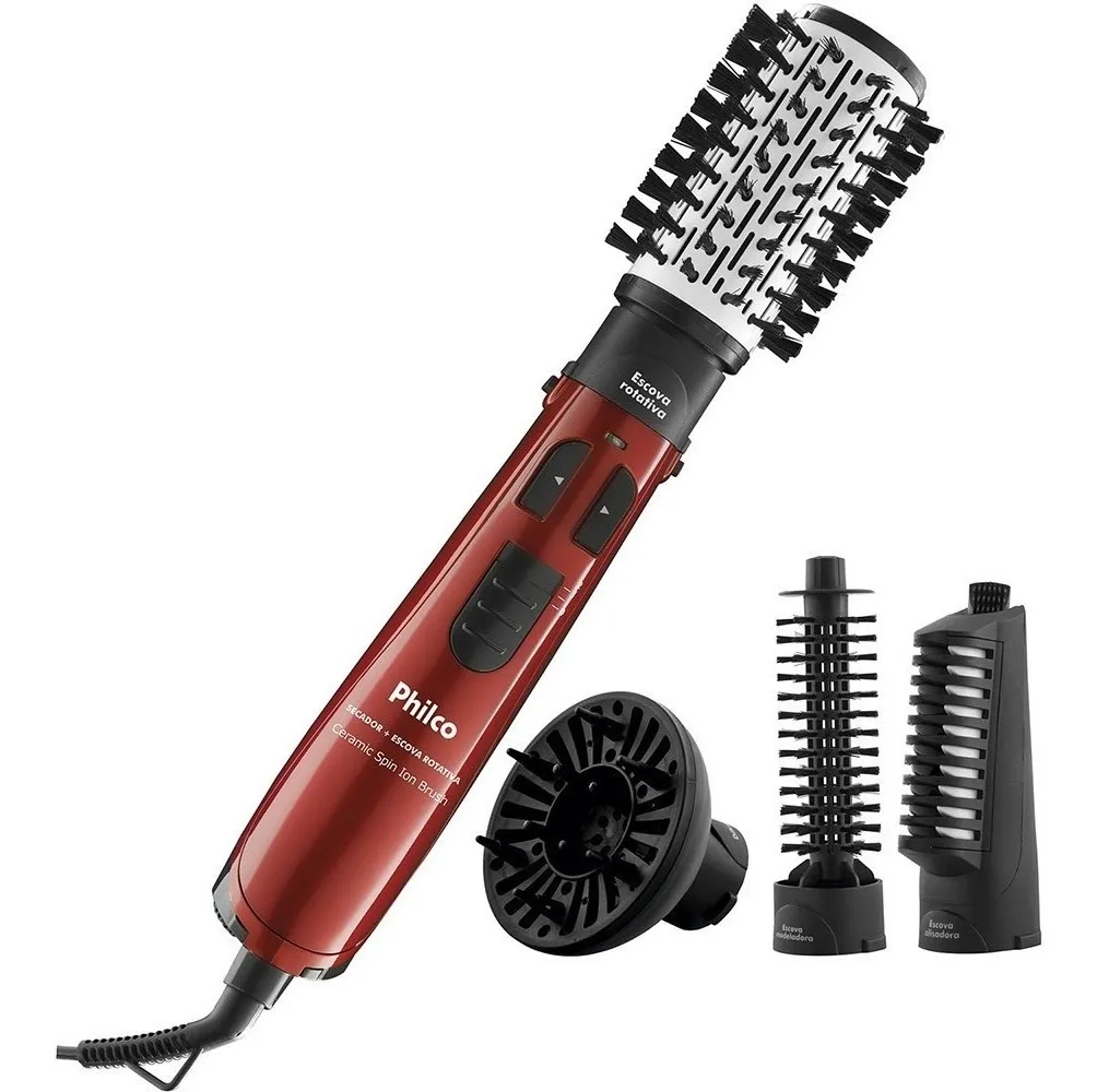 Escova Rotativa Ceramic Spin Íon Brush Pec05v Philco 110v