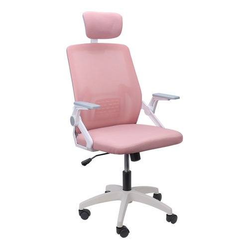 Silla de escritorio Boen YT-588 ergonómica  rosa y blanca con tapizado de mesh