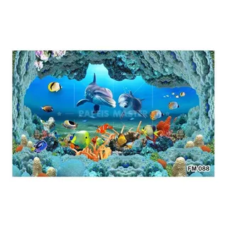 Papel De Parede Fundo Do Mar Golfinhos 3d M² Fm88