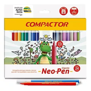 Canetinhas Coloridas 24 Cores Neo Pen Gigante Hidrográfica