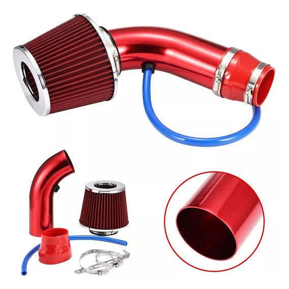 Rojo Filtro De Alto Flujo+tubo De Entrada De Aire Frío