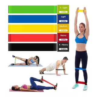 Kit Fitness X5 Bandas Elásticas De Resistencia Set Ejercicio