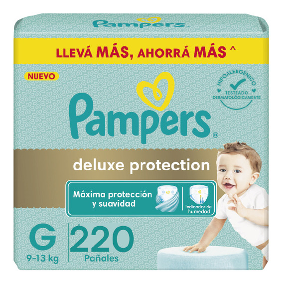 Combo Pañales Pampers Deluxe Protection Talle G X 220 Un 