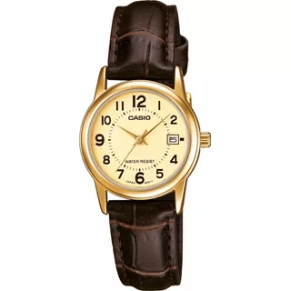 Relógio Casio Feminino Analógico Collection Dourado Couro 