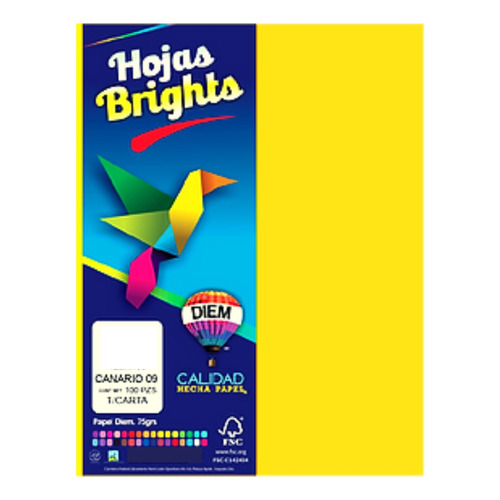 100 Hojas De Papel De Color Tamaño Carta Manualidades Color Amarillo Canario