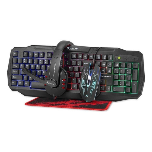 Kit de teclado y mouse gamer Xtrike Me CM-406 Inglés US de color negro