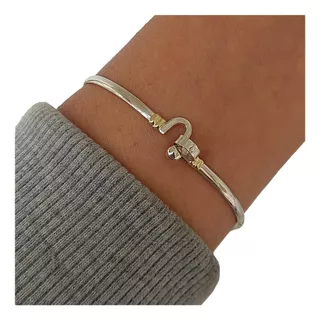 Pulsera Esclava Con Cierre Bolita Plata Y Oro