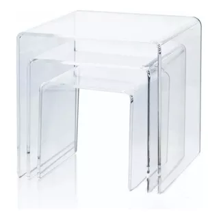 Prateleira Plataforma Acrílico Vitrine 3 Peças Ps Cristal Cor Transparente