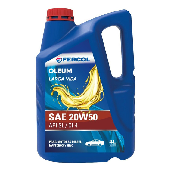 Aceite Multigrado 20w50 Oleum Larga Vida Fercol Bidon 4 Lt