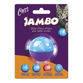 Bolinha Com Luz Piscante Interativa Para Gatos Jambo 7 Cores Cor Azul E Roxa