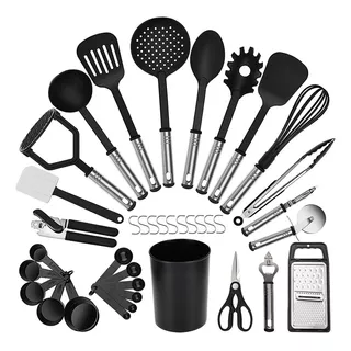 Utensilios De Cocina De Silicona 38 Piezas + Mango De Metal