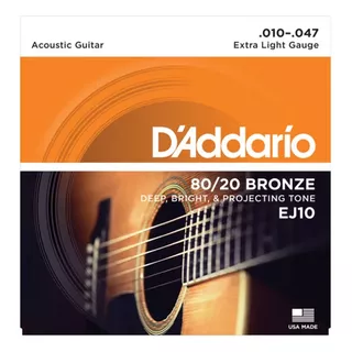 Cuerdas De Guitarra Acústica D'addario Ej10 (.010-.047)