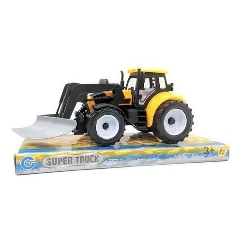 Juego Camiones Juguete Tractor Mula Bulldozer Excavadora Color Amarillo