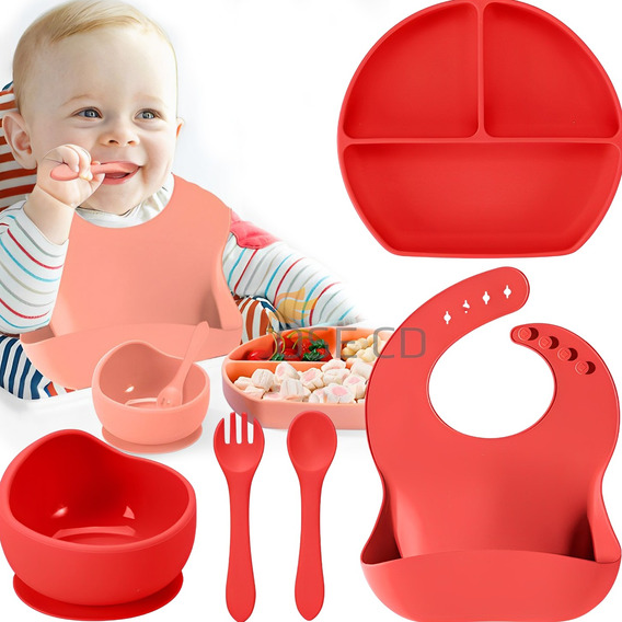 Set De Alimentación Silicona Platos Para Bebe Varios Colores