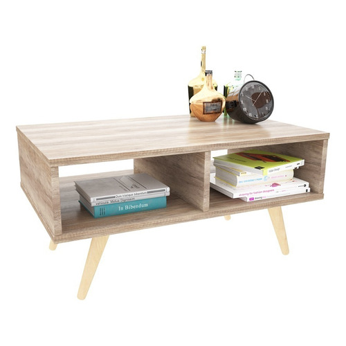 Mesa Ratona Escandinava Nordico Con Patas De Madera Maciza Dl889 + Sin Cargo Capital Federal ! Color Roble Nebraska Gris