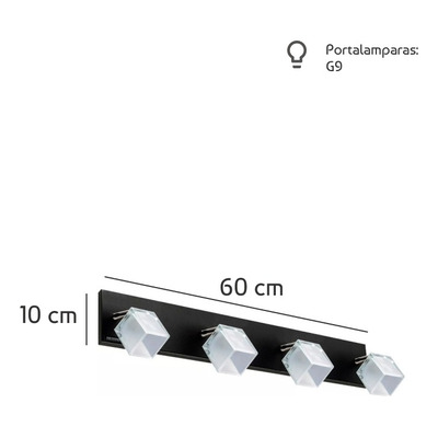 Aplique Plafon 4 Luces Apto Led G9 Negro Luz Desing A704