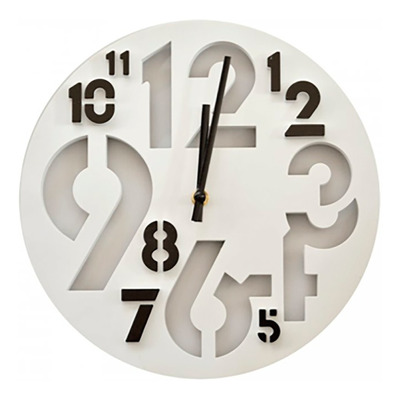 Reloj De Pared N° Relieve Blanco Y Negro D14175w Bazarnet. P