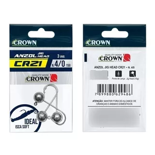 Anzol Jig Head Crown P/ Iscas Soft Nº 4/0 (15gr) - 3 Peças