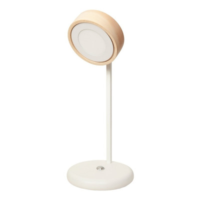 Lampara Velador Mesa Leon Blanco Iluminacion Led Madera Deco