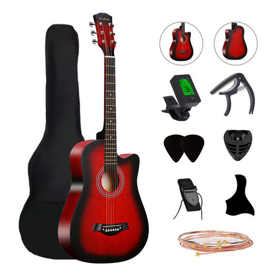 Guitarra Acústica De 38 Inch,con Funda Y Accesorios 8 Piezas
