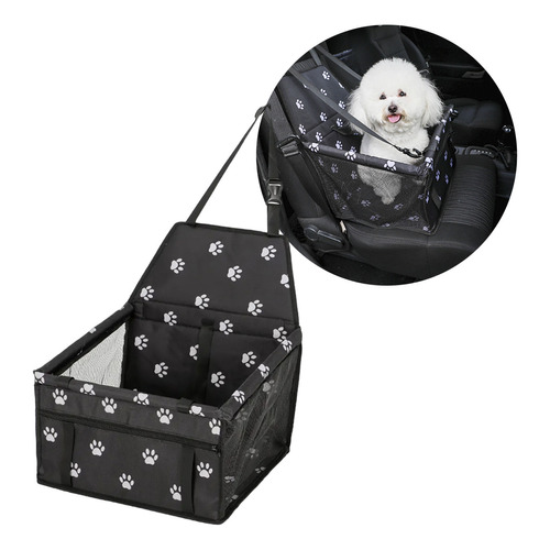 Transportador Silla Auto Mascota Perro Gato Seguridad Paseo Color Negro