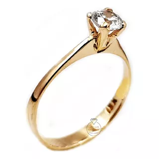 Anillo Solitario Oro 18 Kilates Rosado Circon Novia Amor