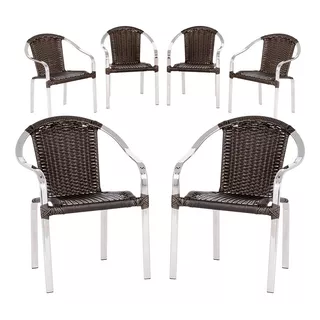 Jogo Com 6 Cadeiras Para Sacada Em Aluminio E Fibra Toquio