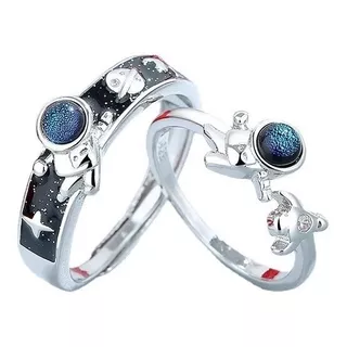 Anillos Astronautas Argollas Parejas Amigos Ajustables Par