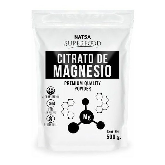 Suplemento en polvo Natsa  Superfoods Citrato de Magnesio en sachet de 500g