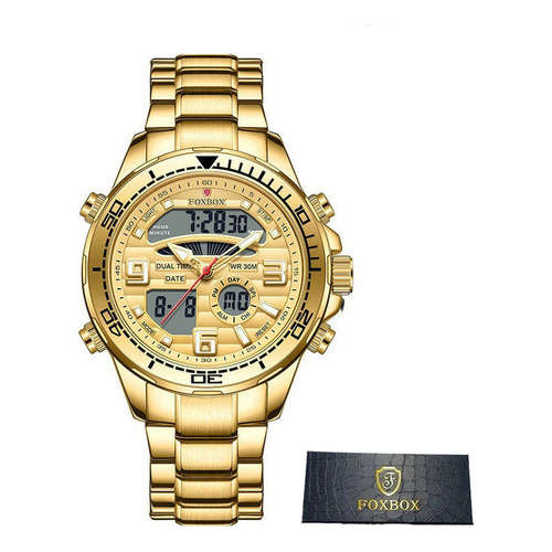 Relojes Foxbox Luxury Chronograph Luminous Para Hombre Color Del Bisel Dorado