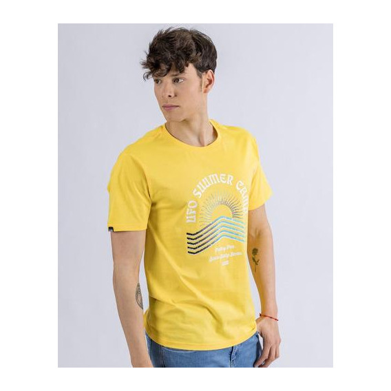 T-shirt Algodon Estampada Hombre Ufo Summer Camp Amarilla