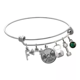 Pulsera Gimnasio Dije Mancuernas Pesas Brazalete Gym Fitness Pulsera Personalizado Letra Nombre Brazalete Moda Dije