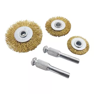 Kit 3 Escovas De Aço Haste 6 Mm Disflex Retifica Artesanato Cor Dourado