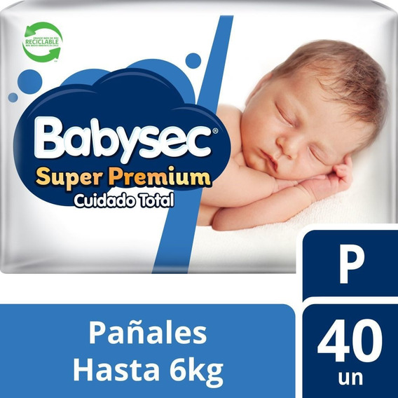 Pañal Babysec Super Premium P 40 U (hasta 6 Kg)