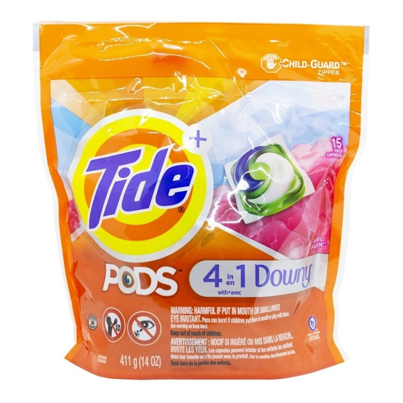 Tide Pods Detergente Ropa Cápsulas 4 En 1 Downy 15u Local