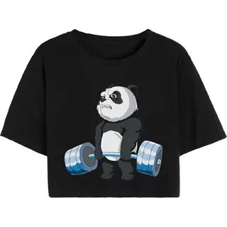 Cropped T Shirt Camiseta Casual Panda Musculação Treino Top