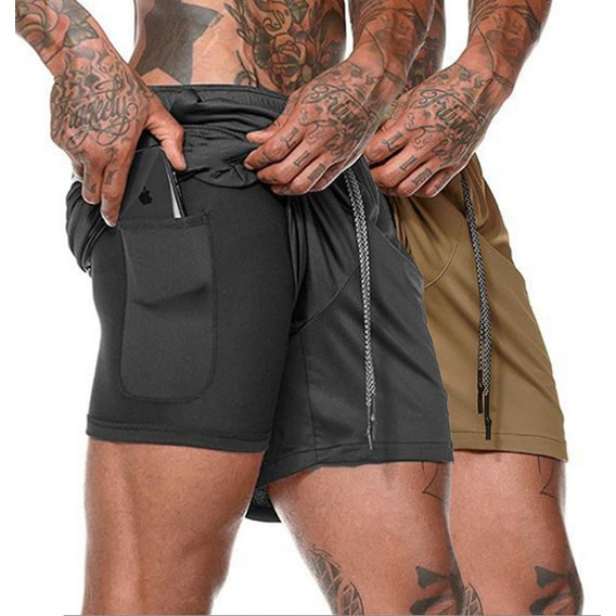 Pantalones Cortos De Lycra Transpirable Para Hombre De 2pcs