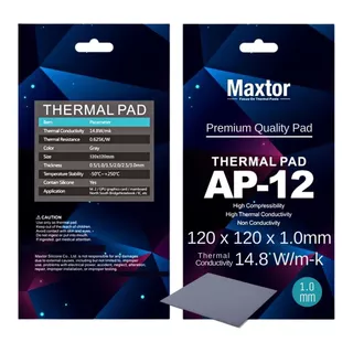 Pad Térmico Maxtor Ap-12 120x120x 1.0mm Intensivo 14.8w/m-k