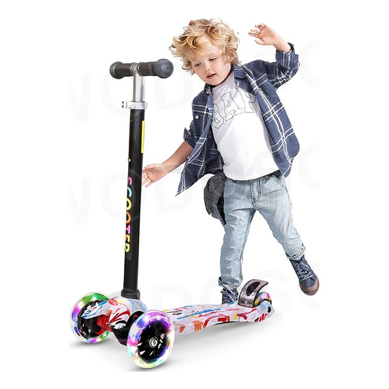 Monopatín De Pie Scooter Desmontable Con Luces Para Niños