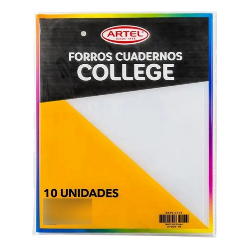 Forro Cuaderno College Transparente 10 Unidades Color Colores